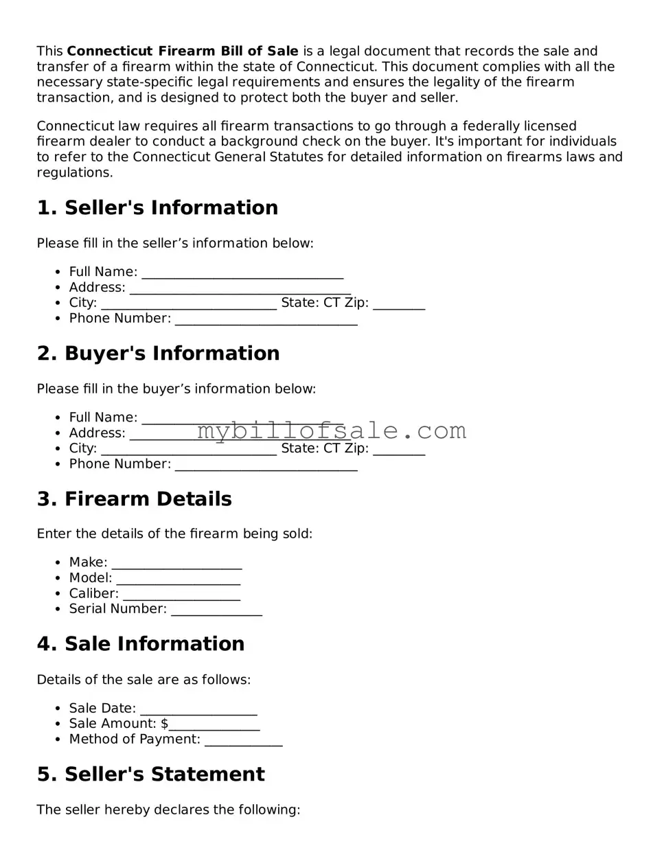 Official Connecticut Firearm Bill of Sale Template