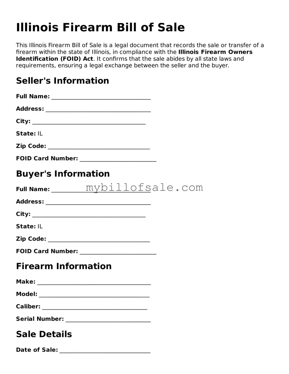 Official Illinois Firearm Bill of Sale Template